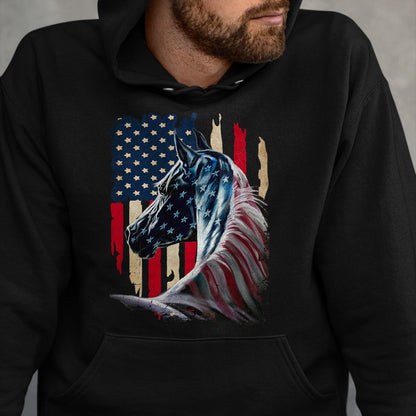 Best Horse Lover Shirt , Funny Horse UnisexT-Shirt/Hoodie/Sweatshirt HLT00 - Patriotic Horse American Flag - Horse Vintage T-Shirt Small