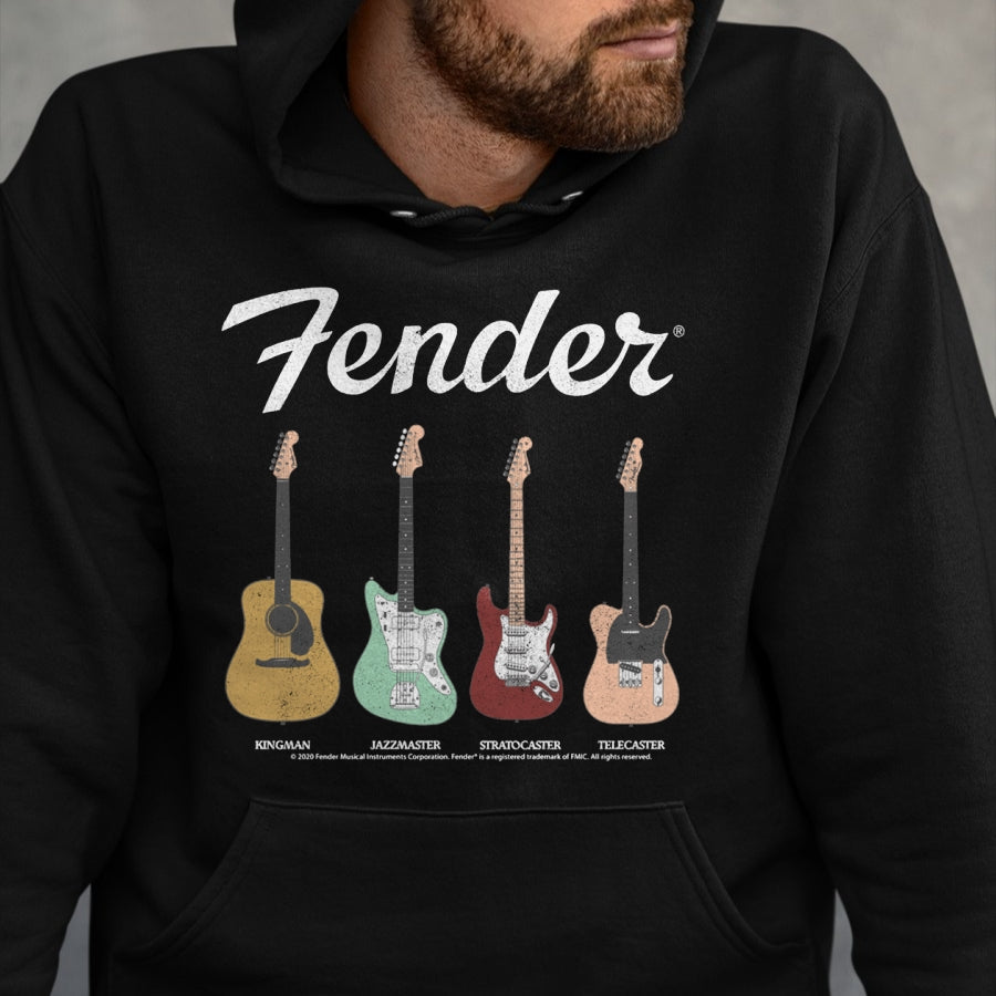 Guitar Lover Shirt, Funny Guitar UnisexT-Shirt/Hoodie/Sweatshirt HLT00 - Fender Vintage Guitar Lineup Long Sleeve T-Shirt