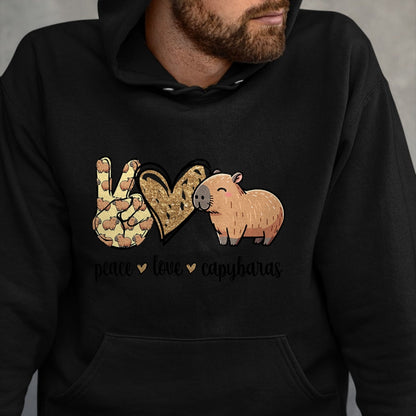 Cute Capybara Shirt, Funny Capybara Unisex T-Shirt/Hoodie/Sweatshirt HLT00 - Kawaii Kids Womens Girls Peace Love Meme Lover Capybara T-Shirt
