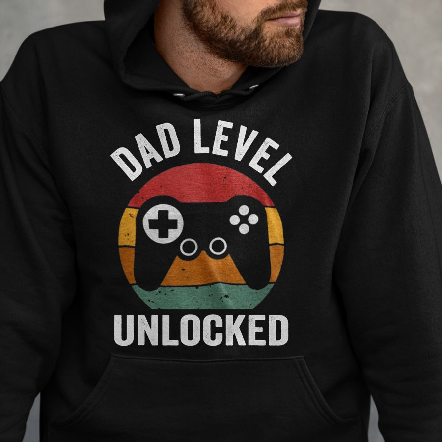 Gift for Dad Shirt, Funny Dad Unisex T-Shirt/Hoodie/Sweatshirt HLT00 – Funny New Dad Dad Level Unlocked day Gaming T-Shirt
