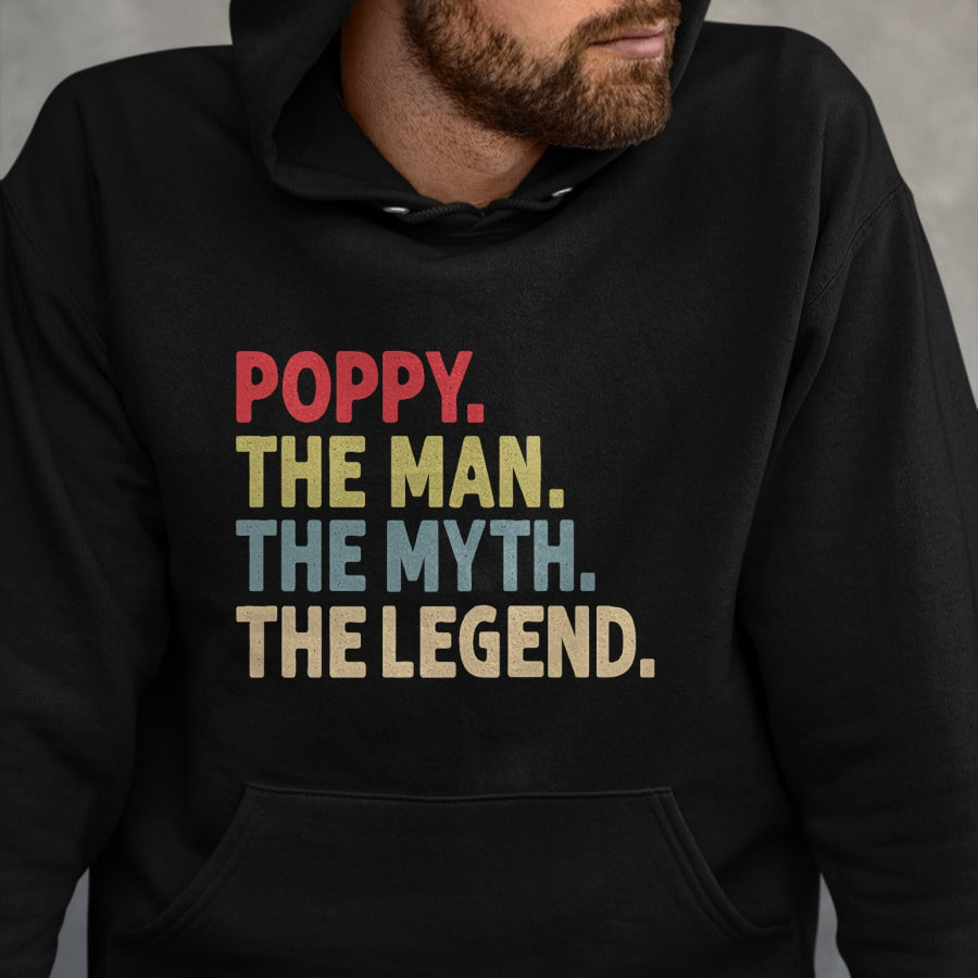 Best Grandpa Shirt, Proud Grandpa Unisex T-Shirt/Hoodie/Sweatshirt HLT00 - Poppy The Man The Myth the Legend Funny Grandpa Gift T-Shirt (1)