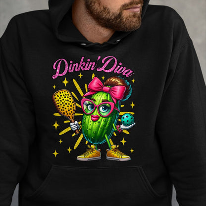 Funny Pickleball Shirt, Pickleball Lover Unisex T-Shirt/Hoodie/Sweatshirt HLT00 - Dinkin’ Diva Funny Pickleball Player Cute Pickle Lovers T-Shirt