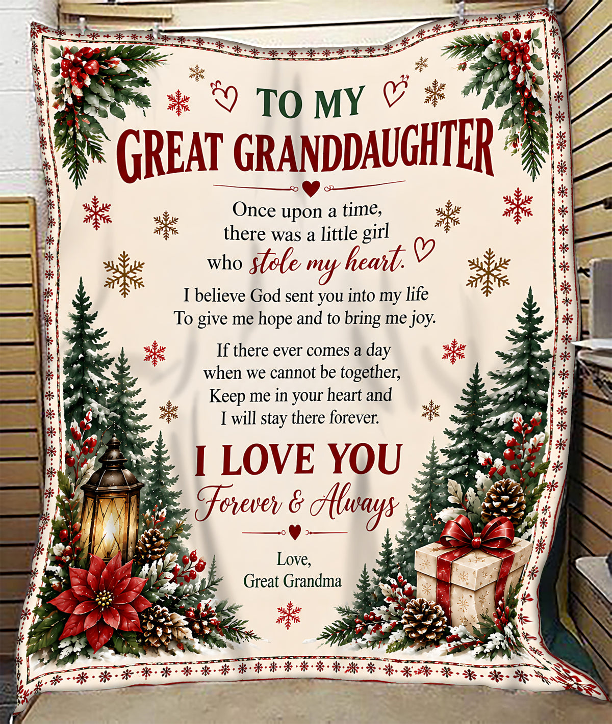 BLANKET FOR GREAT GRANDDAUGHTER – I LOVE YOU FOREVER & ALWAYS – LOVING GIFT FROM GREAT GRANDMA - MTNN00 (SKU2609-199)