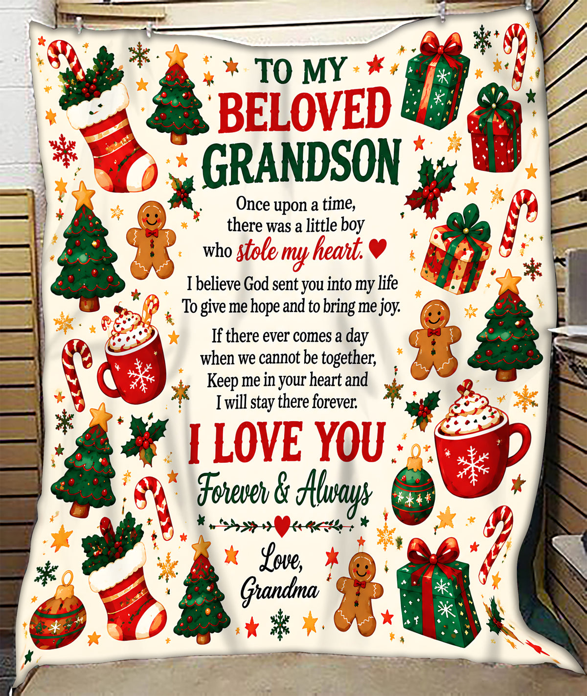 BLANKET FOR GRANDSON – I LOVE YOU FOREVER & ALWAYS – LOVING GIFT FROM GRANDMA - MTNN00 (SKU2609-197)