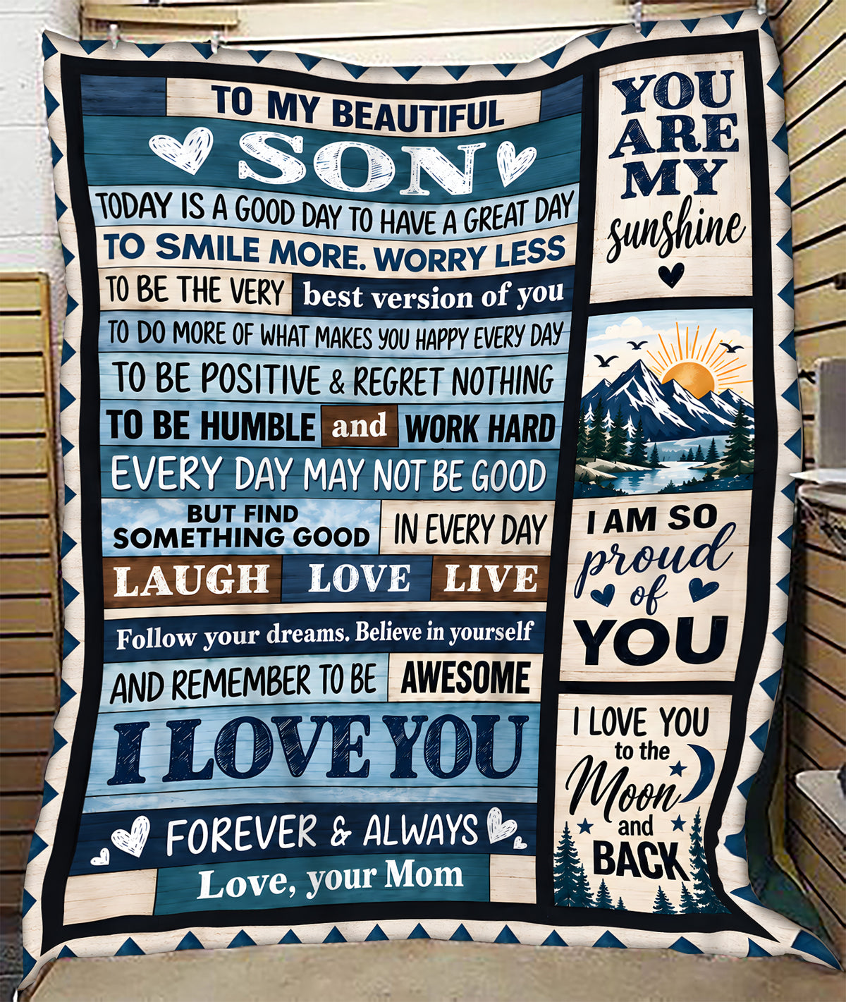 BLANKET FOR SON – YOU ARE MY SUNSHINE – LOVING GIFT FROM MOM - MTNN00 (SKU2609-200)
