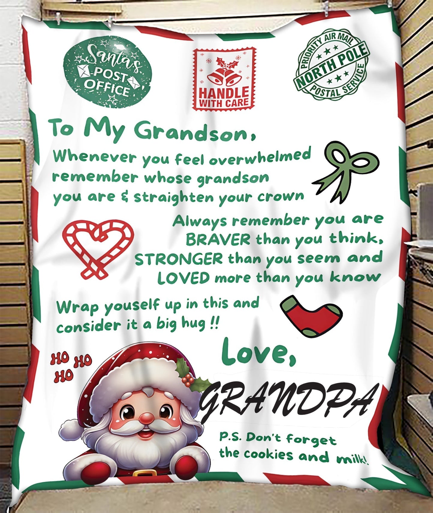 BLANKET FOR GRANDSON – COMFORT & WARMTH GIFT FROM GRANDPA  Sherpa Fleece Quilt Blanket MTNN00 (SKUB10-182)