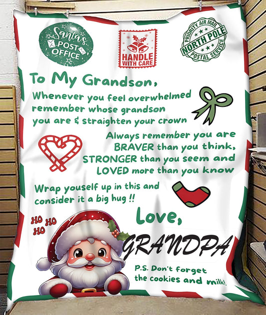 BLANKET FOR GRANDSON – COMFORT & WARMTH GIFT FROM GRANDPA  Sherpa Fleece Quilt Blanket MTNN00 (SKUB10-182)