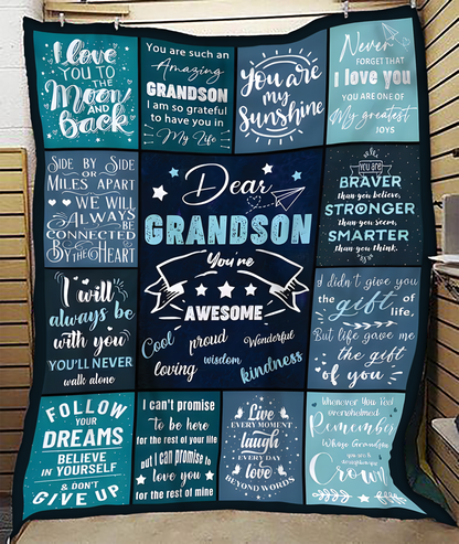 To My Grandson Blanket – A Loving Hug You Can Always Feel From Grandpa