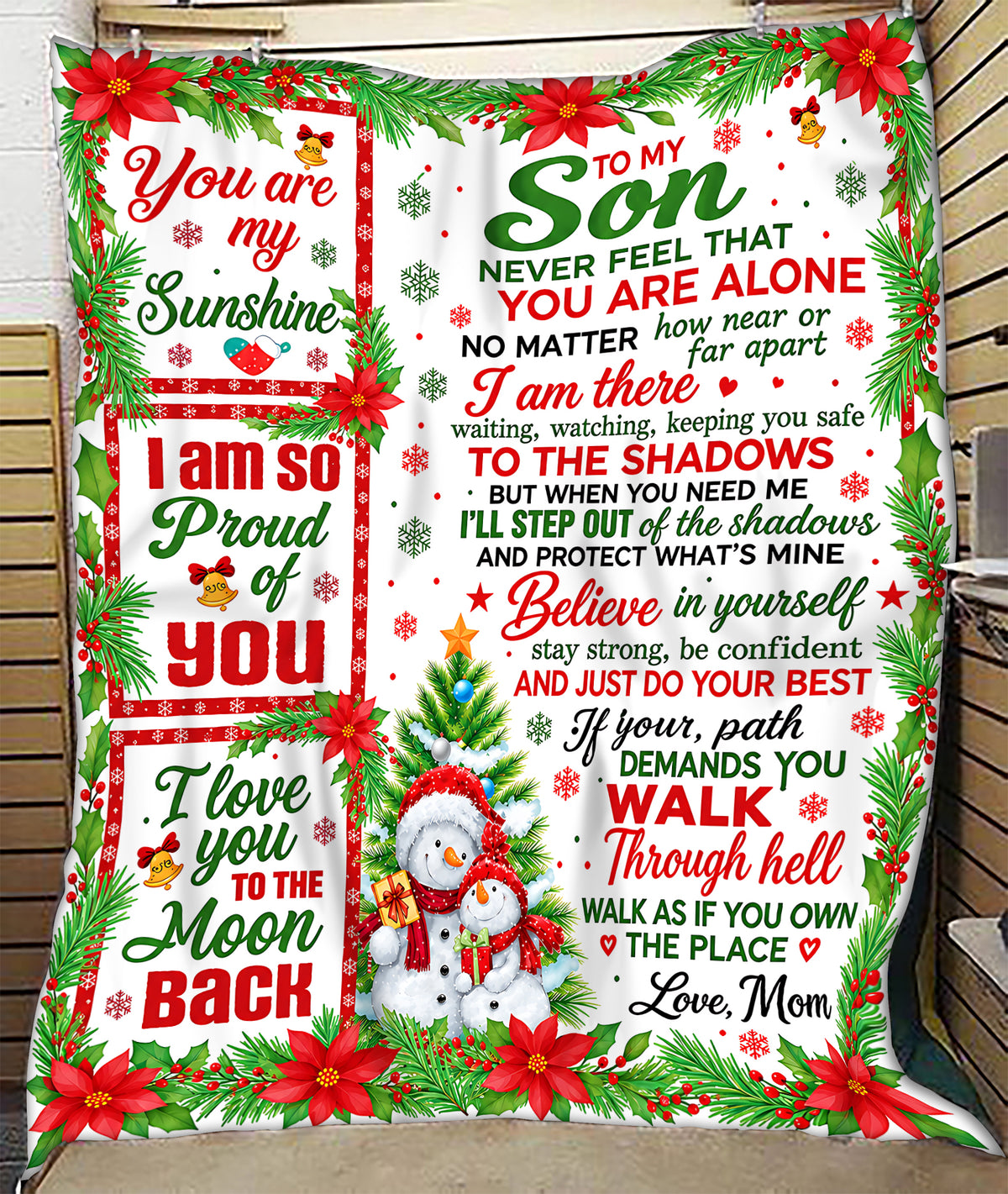 BLANKET FOR SON – YOU ARE MY SUNSHINE – CHRISTMAS GIFT FROM MOM – Sherpa Fleece Quilt Blanket - MTNN00 (SKU2610-213)