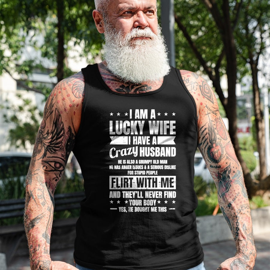 Best Wife Shirt, Wife and Husband Unisex T-Shirt/Hoodie/Sweatshirt HLT00 - Gift for wife T shirt, lucky wife   I Am A Lucky Wife Fathers Day Funny Sarcastic Women Pullover Hoo
