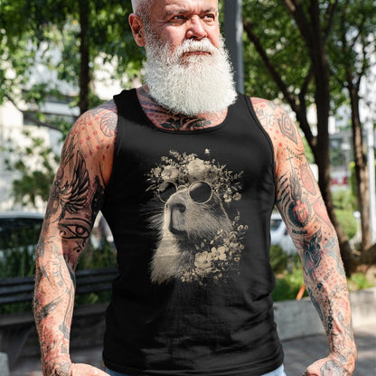 Cute Capybara Shirt, Funny Capybara Unisex T-Shirt/Hoodie/Sweatshirt HLT00 - Vintage Capybara with Sunglasses Floral Crown Boho Animal T-Shirt