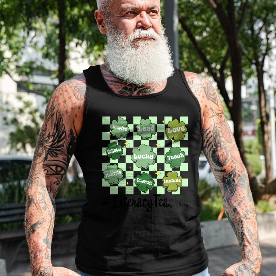 Patrick Day Shirts for Family, Funny Patrick Day shirts, st patrick's day Unisex T-Shirt/Hoodie/Sweatshirt HLT00 - Vintage One Lucky Literacy Teacher St Patrick Day School T-Shirt