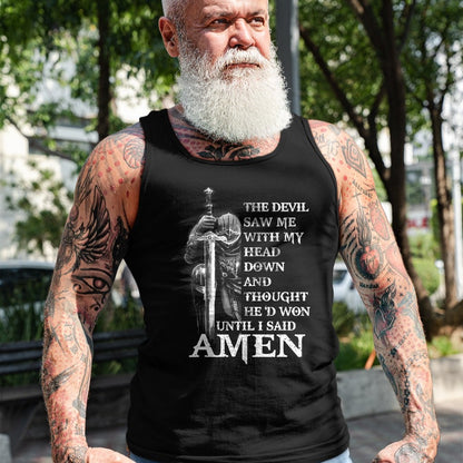 Christian Tee, Christian Faith Unisex T-Shirt/Hoodie/Sweatshirt HLT00 - Knight Templar Christian Warrior Of God Devil I Said Amen T-Shirt