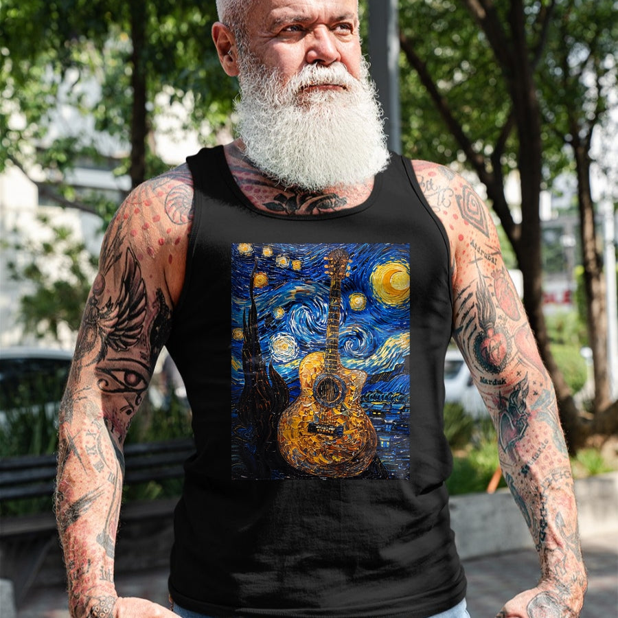 Guitar Lover Shirt, Funny Guitar UnisexT-Shirt/Hoodie/Sweatshirt HLT00 - Acoustic Guitar Van Gogh Starry Night T-Shirt
