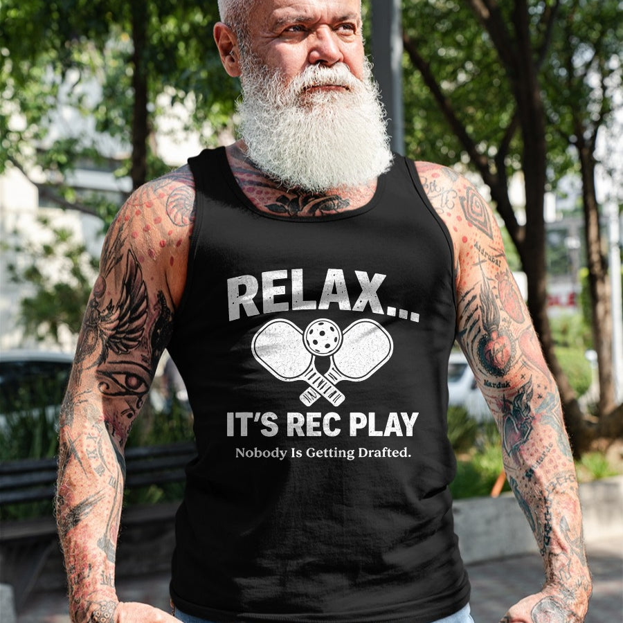 Funny Pickleball Shirt, Pickleball Lover Unisex T-Shirt/Hoodie/Sweatshirt HLT00 - Relax It’s Rec Play Nobody is Getting Drafted Pickleball T-Shirt