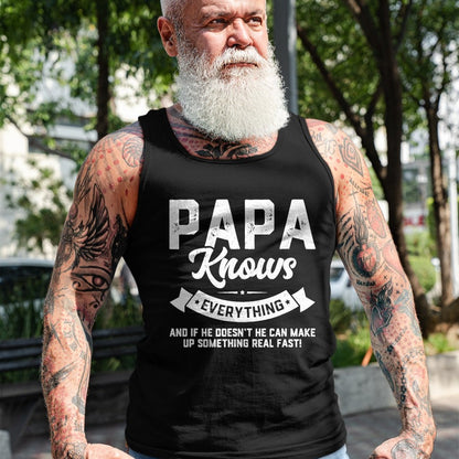 Best Grandpa Shirt, Proud Grandpa Unisex T-Shirt/Hoodie/Sweatshirt HLT00 - Papa Knows Everything 60th Gift Funny Father's Day T-Shirt (1)