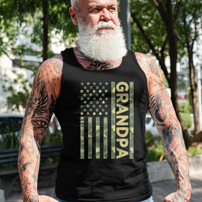 Gift for Dad Shirt, Funny Dad Unisex T-Shirt/Hoodie/Sweatshirt HLT00 – Proud Grandpa Camouflage American US Flag Camo Father_s Day Premium T-Shirt