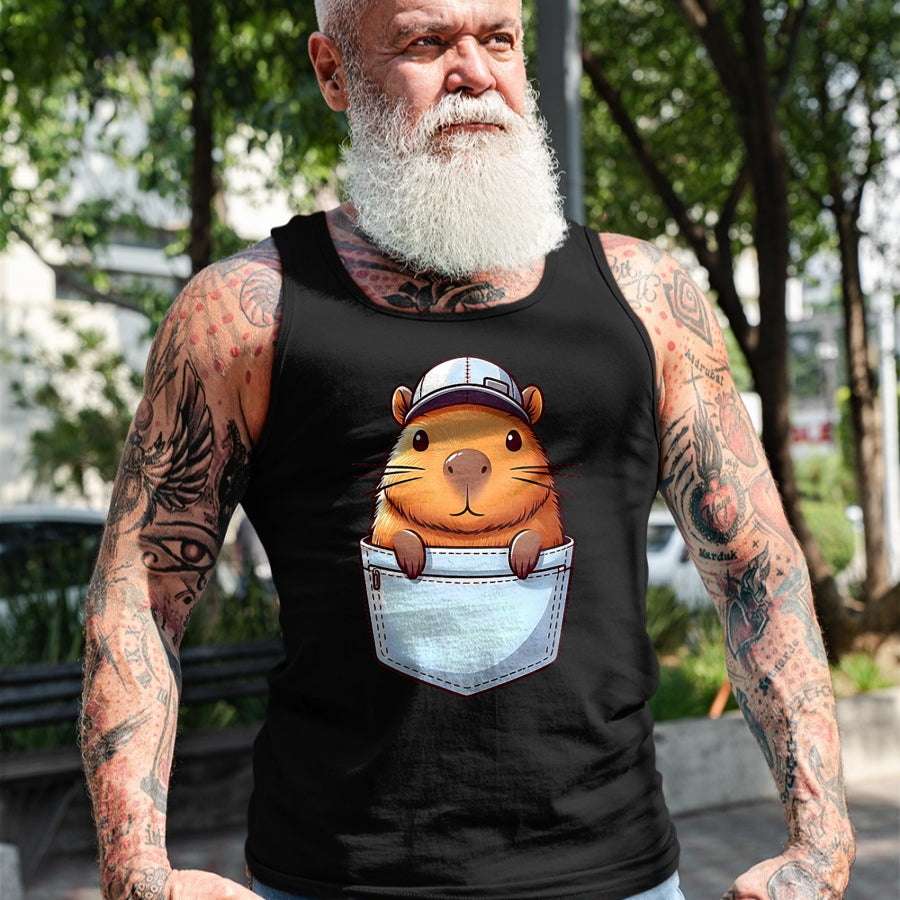 Cute Capybara Shirt, Funny Capybara Unisex T-Shirt/Hoodie/Sweatshirt HLT00 - Friendly Capybara in Pocket for Kids, Boys, Girls, Women Men T-Shirt