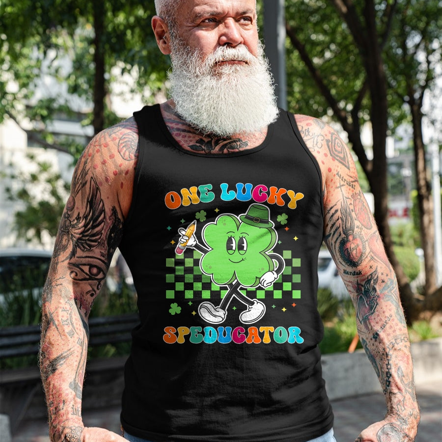 Patrick Day Shirts for Family, Funny Patrick Day shirts, st patrick's day Unisex T-Shirt/Hoodie/Sweatshirt HLT00 - Vintage One Lucky Speducator St Patrick Day School T-Shirt