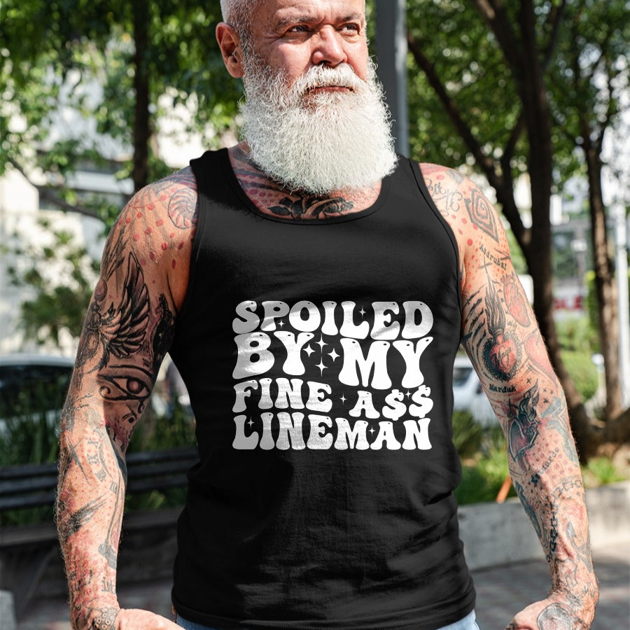Best Wife Shirt, Wife and Husband Unisex T-Shirt/Hoodie/Sweatshirt HLT00 - Gift for wife T shirt, spoiled wife   Spoiled By My Fine Ass Lineman Funny Art For Lineman Wife Swea