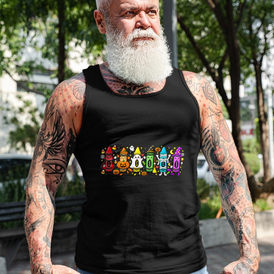 Best Teacher Shirt, Funny Teacher UnisexT-Shirt/Hoodie/Sweatshirt HLT00 - Halloween Crayons Teacher Spooky Teacher T-Shirt