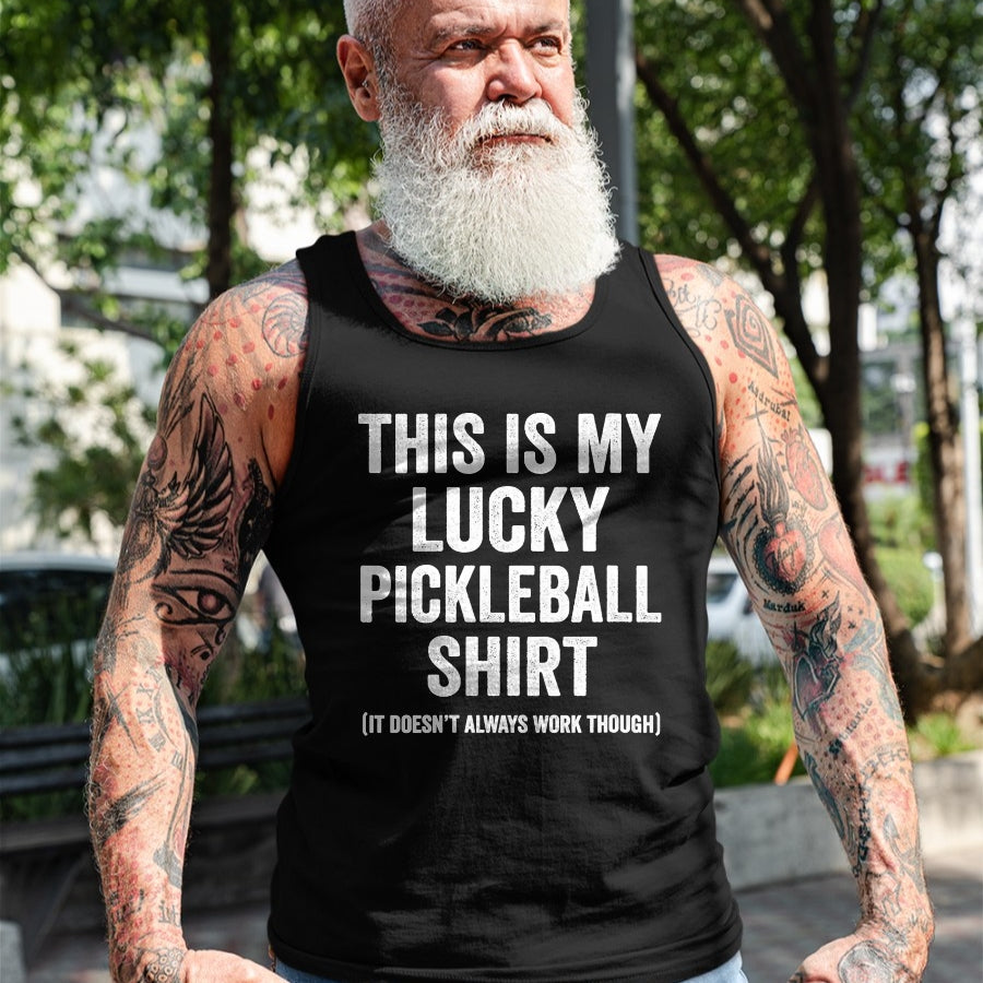 Funny Pickleball Shirt, Pickleball Lover Unisex T-Shirt/Hoodie/Sweatshirt HLT00 - Womens This is My Lucky Pickleball V-Neck T-Shirt
