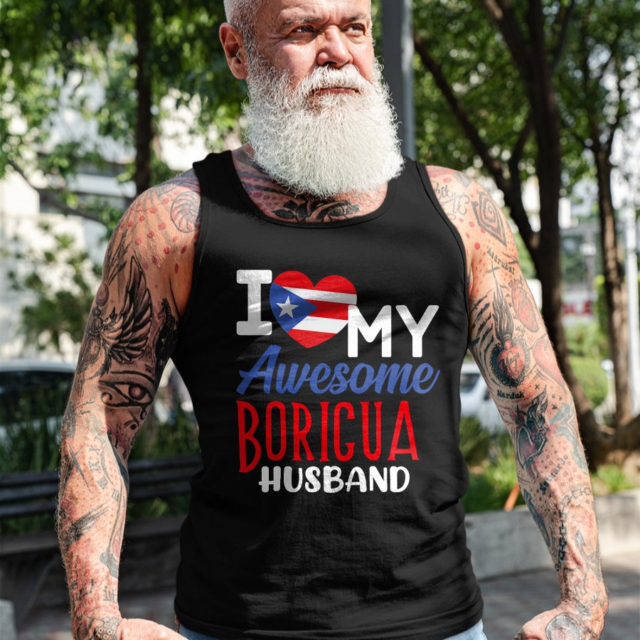 Best Wife Shirt, Wife and Husband Unisex T-Shirt/Hoodie/Sweatshirt HLT00 - Boriqua Puerto Rican Wife I Love My Awesome Boricua Husband T-Shirt