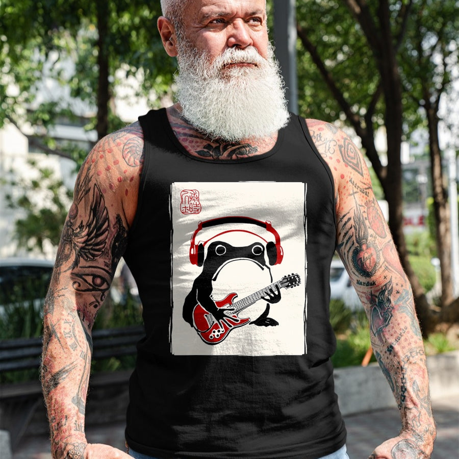 Guitar Lover Shirt, Funny Guitar UnisexT-Shirt/Hoodie/Sweatshirt HLT00 - Funny Grumpy Frog Guitar Rock Music Kawaii Japanese T-Shirt