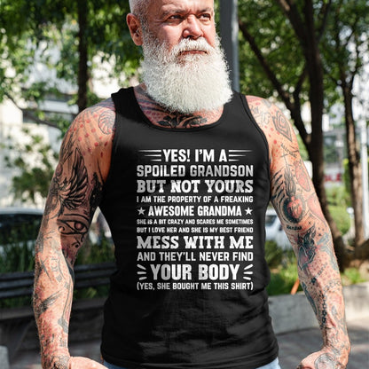 Best Grandma Shirt, Proud Grandma Unisex T-Shirt/Hoodie/Sweatshirt HLT00 - yes i'm a spoiled grandson T-Shirt (3)