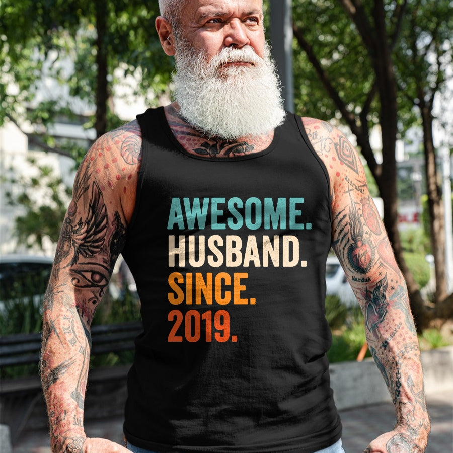 Best Wife Shirt, Wife and Husband Unisex T-Shirt/Hoodie/Sweatshirt HLT00 - Awesome Husband Since 2019 5th wedding anniversary 5 years T-Shirt
