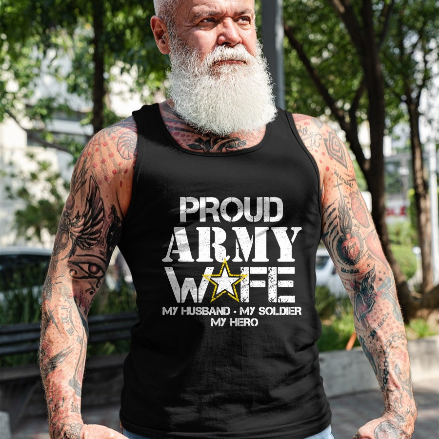Best Wife Shirt, Wife and Husband Unisex T-Shirt/Hoodie/Sweatshirt HLT00 - Gift for wife T shirt, lucky wife   Proud Army Wife T Shirt for Military Wife My Soldier My Hero T-S