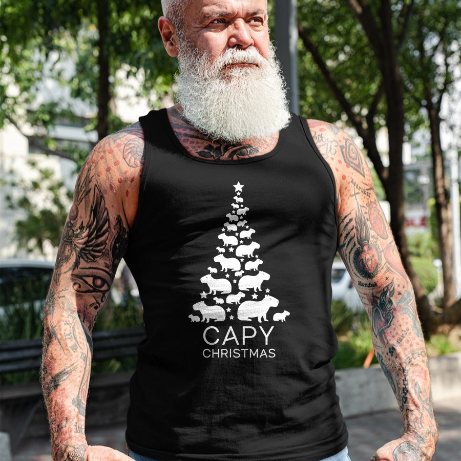 Cute Capybara Shirt, Funny Capybara Unisex T-Shirt/Hoodie/Sweatshirt HLT00 - Cute Capybara Christmas Tree Shirt, Funny Capy Holidays T-Shirt