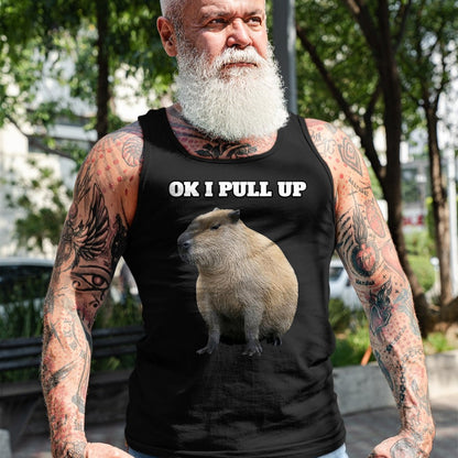 Cute Capybara Shirt, Funny Capybara Unisex T-Shirt/Hoodie/Sweatshirt HLT00 - Ok I Pull Up Capybara T-Shirt, Men, Black, Small