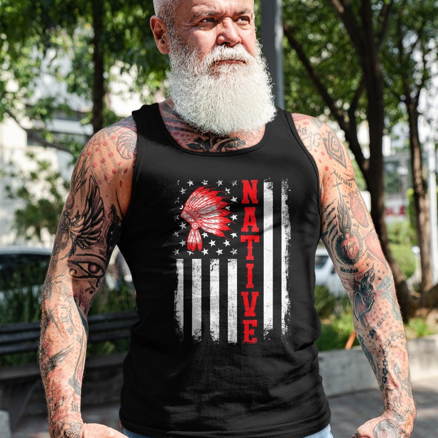 Native American T-Shirts, Vintage Native American Unisex T-Shirt/Hoodie/Sweatshirt HLT00 - Native - American Day USA Flag Cherokee Indigenous People