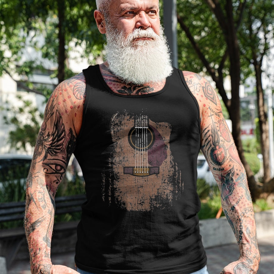Guitar Lover Shirt, Funny Guitar UnisexT-Shirt/Hoodie/Sweatshirt HLT00 - Distressed Acoustic Guitar Vintage Player Rock & Roll Music T-Shirt, Men, Black, 3X-Large