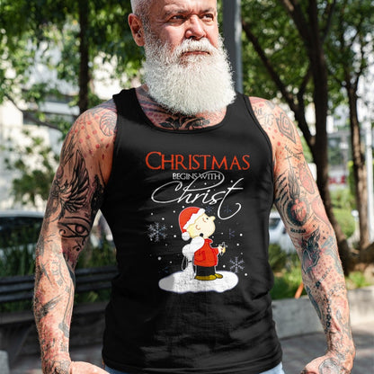 Christian Tee, Christian Faith Unisex T-Shirt/Hoodie/Sweatshirt HLT00 - Christmas Begins With Christ Xmas Gift Holiday costume T-Shirt