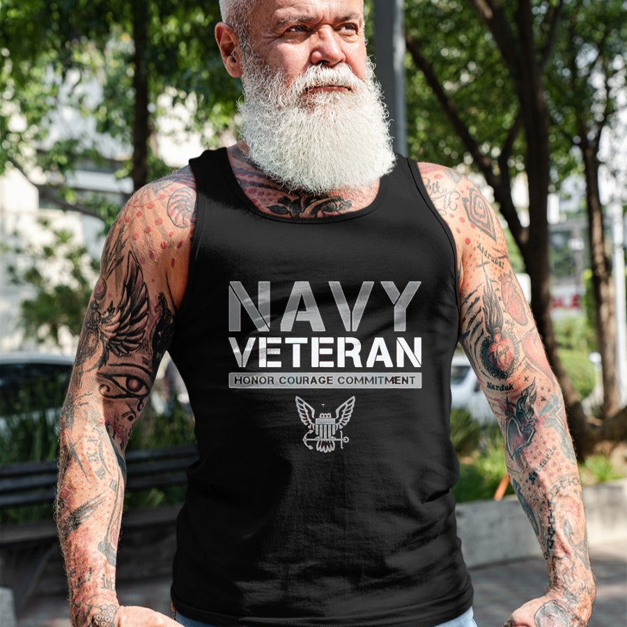 Proud Veteran Shirt, Funny Veteran UnisexT-Shirt/Hoodie/Sweatshirt HLT00 - US Navy - Veteran Honor Courage Commitment T-Shirt, Men, Black, 3X-Large
