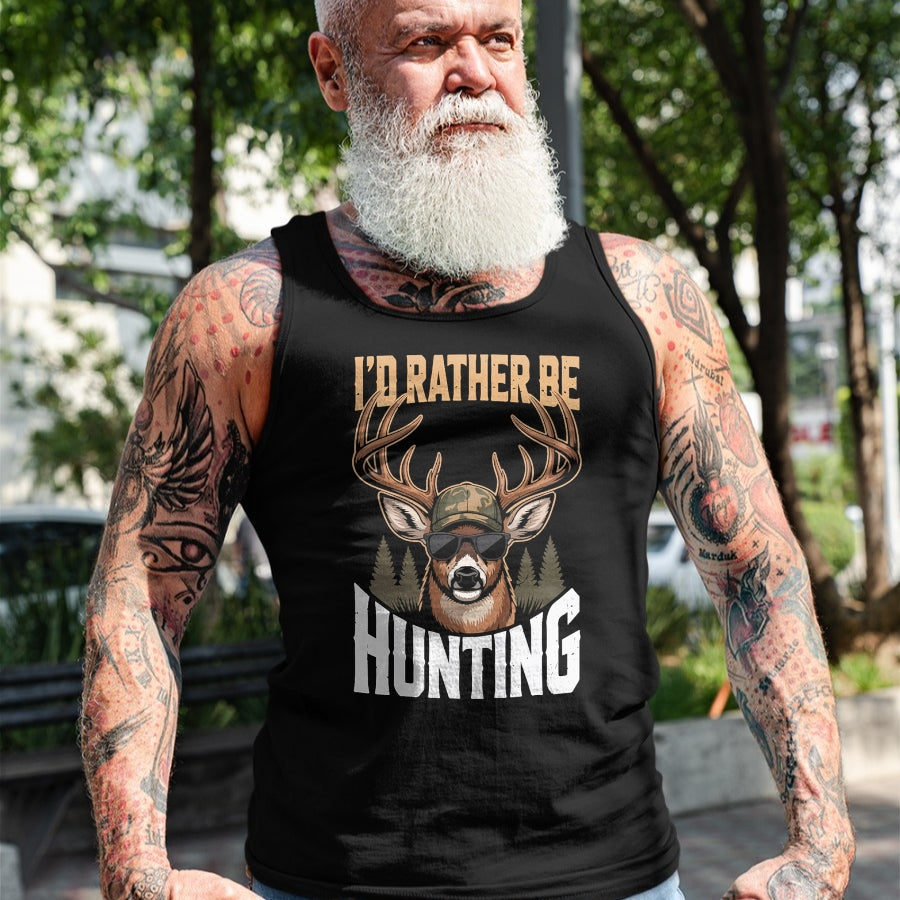 Funny Hunting Shirt, Gift For Hunting Lover Unisex T-Shirt/Hoodie/Sweatshirt HLT00 - Mens Camo Deer Hunting Funny Id Rather Be Hunting Camouflage T-Shirt