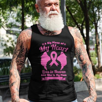 Gift for Mom Shirt, Funny Mom Unisex T-Shirt/Hoodie/Sweatshirt HLT00 - Mom In Heaven Wings Awesome Breast Cancer Awareness Gift T-Shirt