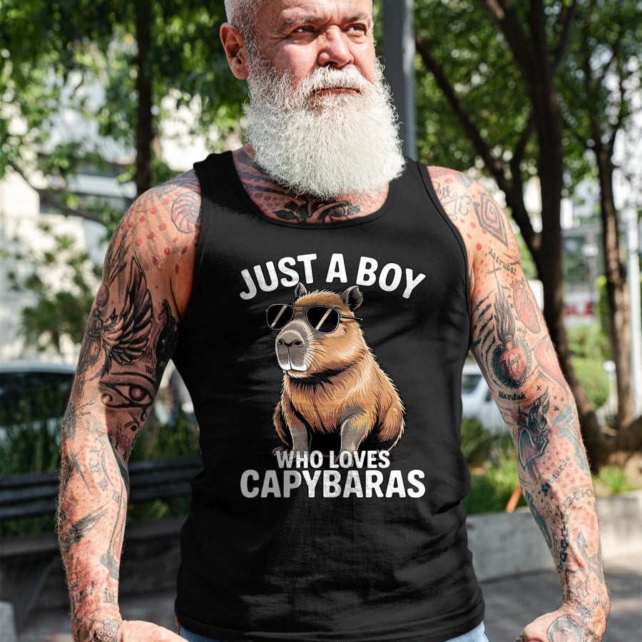 Cute Capybara Shirt, Funny Capybara Unisex T-Shirt/Hoodie/Sweatshirt HLT00 - Just a Boy who Loves Capybaras T-Shirt (1)