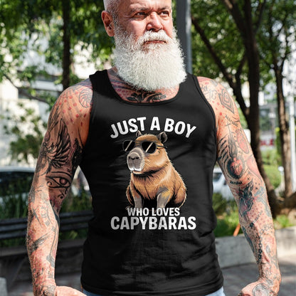 Cute Capybara Shirt, Funny Capybara Unisex T-Shirt/Hoodie/Sweatshirt HLT00 - Just a Boy who Loves Capybaras T-Shirt (1)