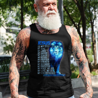 Christian Tee, Christian Faith Unisex T-Shirt/Hoodie/Sweatshirt HLT00 - Lion Christian Jesus Is My God King, Lord, and Savior T-Shirt