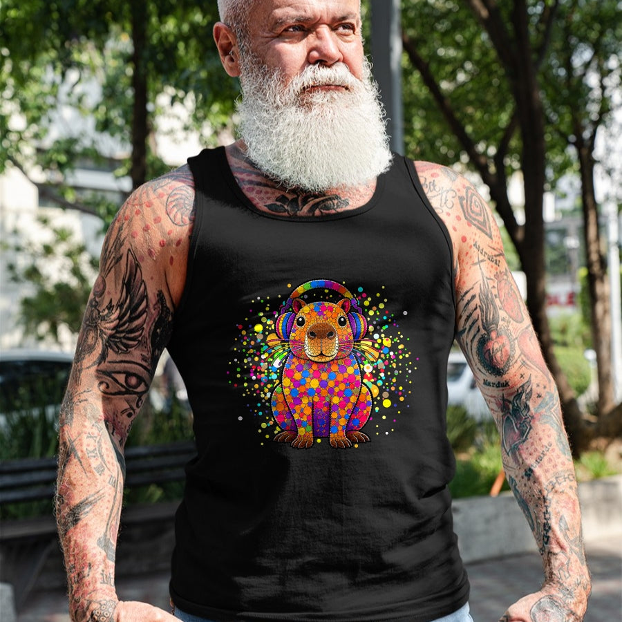 Cute Capybara Shirt, Funny Capybara Unisex T-Shirt/Hoodie/Sweatshirt HLT00 - Funny Capybara Dots Art Animal Lovers Students Boys Girls T-Shirt (2)