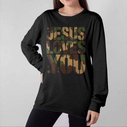 Best Thanksgiving Family Shirt , Funny Thanksgiving UnisexT-Shirt/Hoodie/Sweatshirt HLT00 - Camo Jesus Loves You Camouflage Christian Saying Religious T-Shirt
