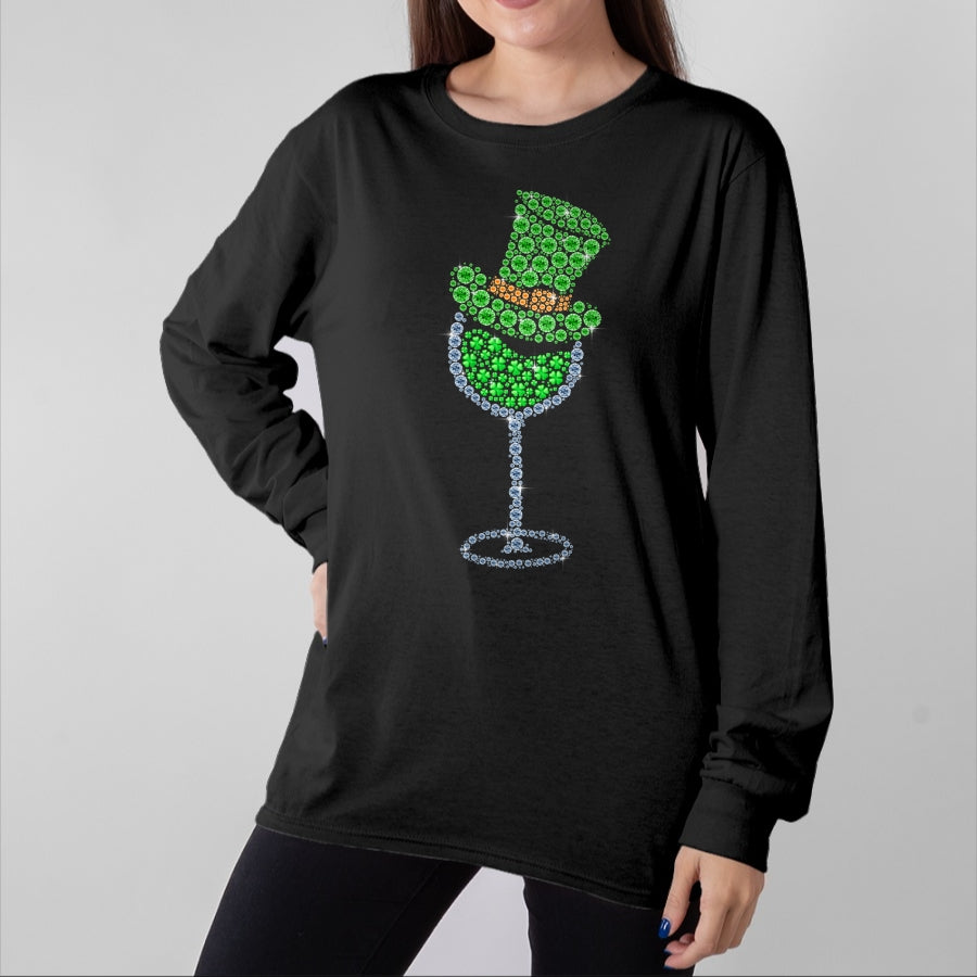 Patrick Day Shirts for Family, Funny Patrick Day shirts, st patrick's day Unisex T-Shirt/Hoodie/Sweatshirt HLT00 - Wine Glasses Clover Leprechaun Irish Shamrock St Patrick Day T-Shirt