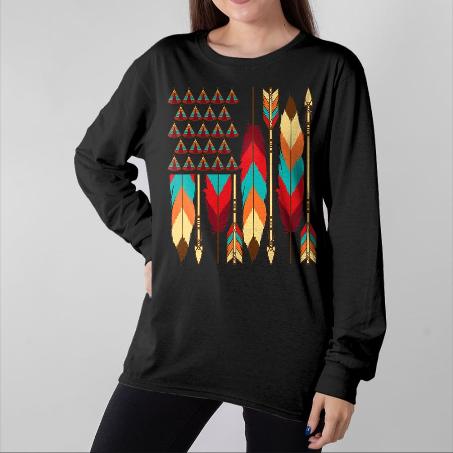 Native American T-Shirts, Vintage Native American Unisex T-Shirt/Hoodie/Sweatshirt HLT00 - Native American Flag - Pride Month Indigenous People Veteran