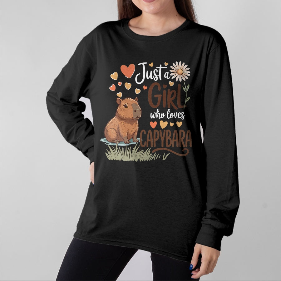 Cute Capybara Shirt, Funny Capybara Unisex T-Shirt/Hoodie/Sweatshirt HLT00 - Just A Girl Who Loves Capybaras Cute Capybara Women Girls T-Shirt