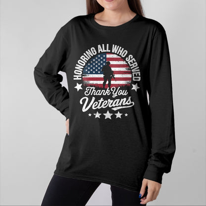 Proud Veteran Shirt, Funny Veteran UnisexT-Shirt/Hoodie/Sweatshirt HLT00 - Women_s Honoring All Who Served Thank You Veterans Day Memorial Day V-Neck T-Shirt