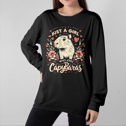 Cute Capybara Shirt, Funny Capybara Unisex T-Shirt/Hoodie/Sweatshirt HLT00 - Just a Girl who Loves Capybaras T-Shirt (6)