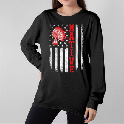 Native American T-Shirts, Vintage Native American Unisex T-Shirt/Hoodie/Sweatshirt HLT00 - Native - American Day USA Flag Cherokee Indigenous People